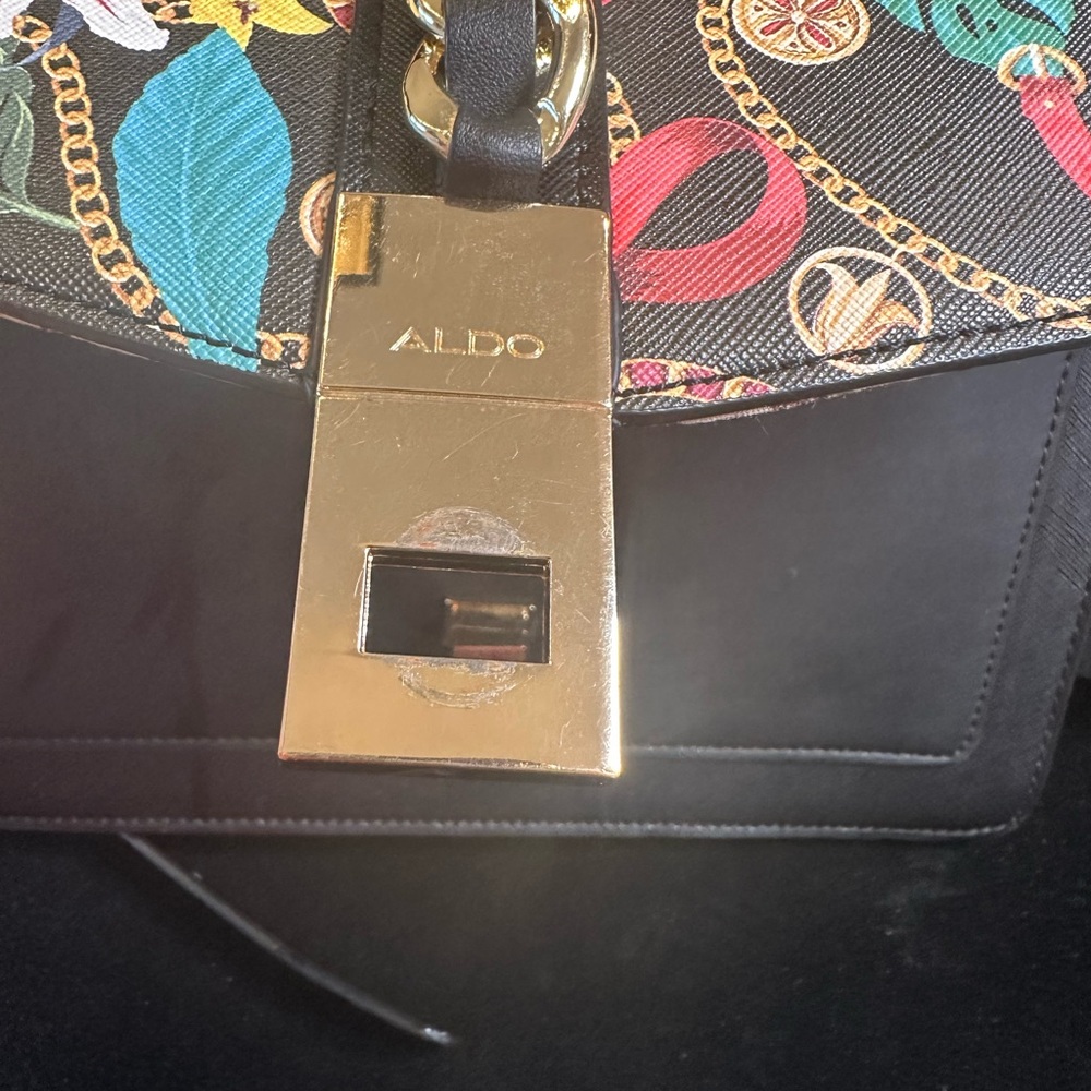 Aldo Black and Multicolor Floral Satchel - Picture 4 of 14